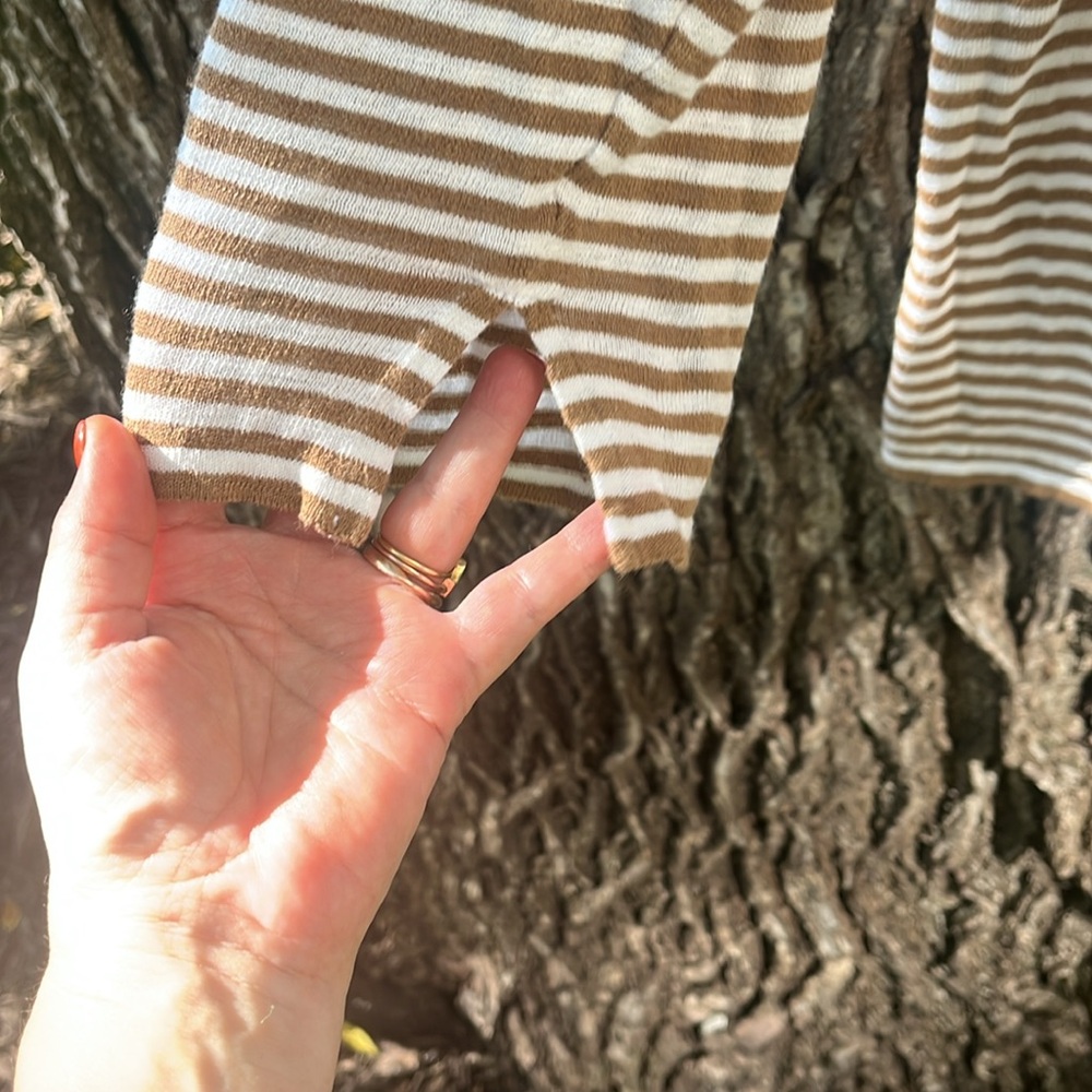 Base Milano Linen Cotton Striped Sweater Top 44 - Picture 5 of 5